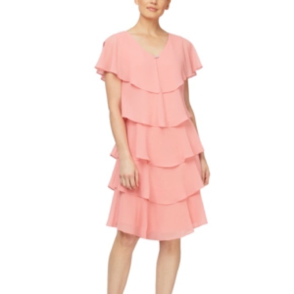 Macy's Dresses & Skirts - Macy’s Tiered Rhinestone Capelet D - Salmon Pink